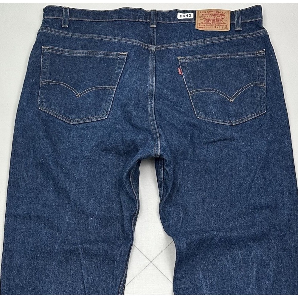 Levi's 505 Mens 42x34 Blue Straight Denim Jeans 90s VTG Made In USA 505-0217